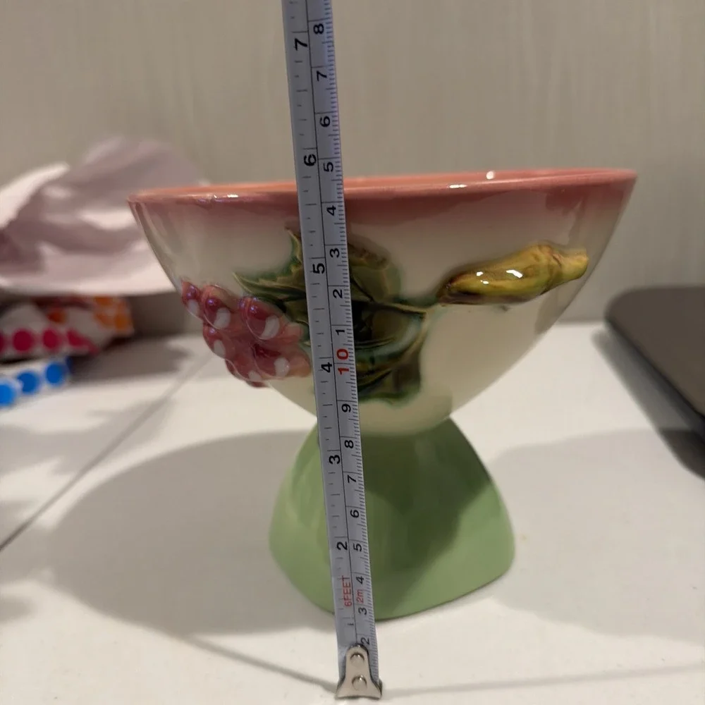 Vtg MCM Rare HTF‎ 1950s Hull Pottery Tokay Tuscany pedestal candy dish No Lid
